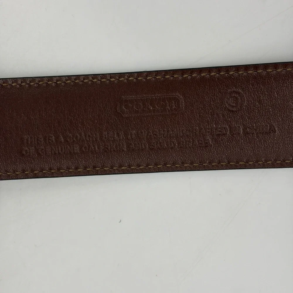 COACH Mens 38 Dress Belt Brown Genuine Calfskin #5953 100% Brass Buckle 36.5-40